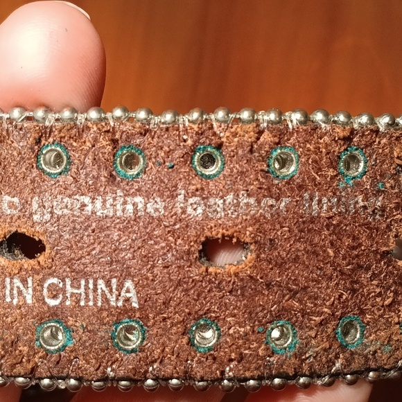 Rhinestone Western Leather Belt - Picture 7 of 9